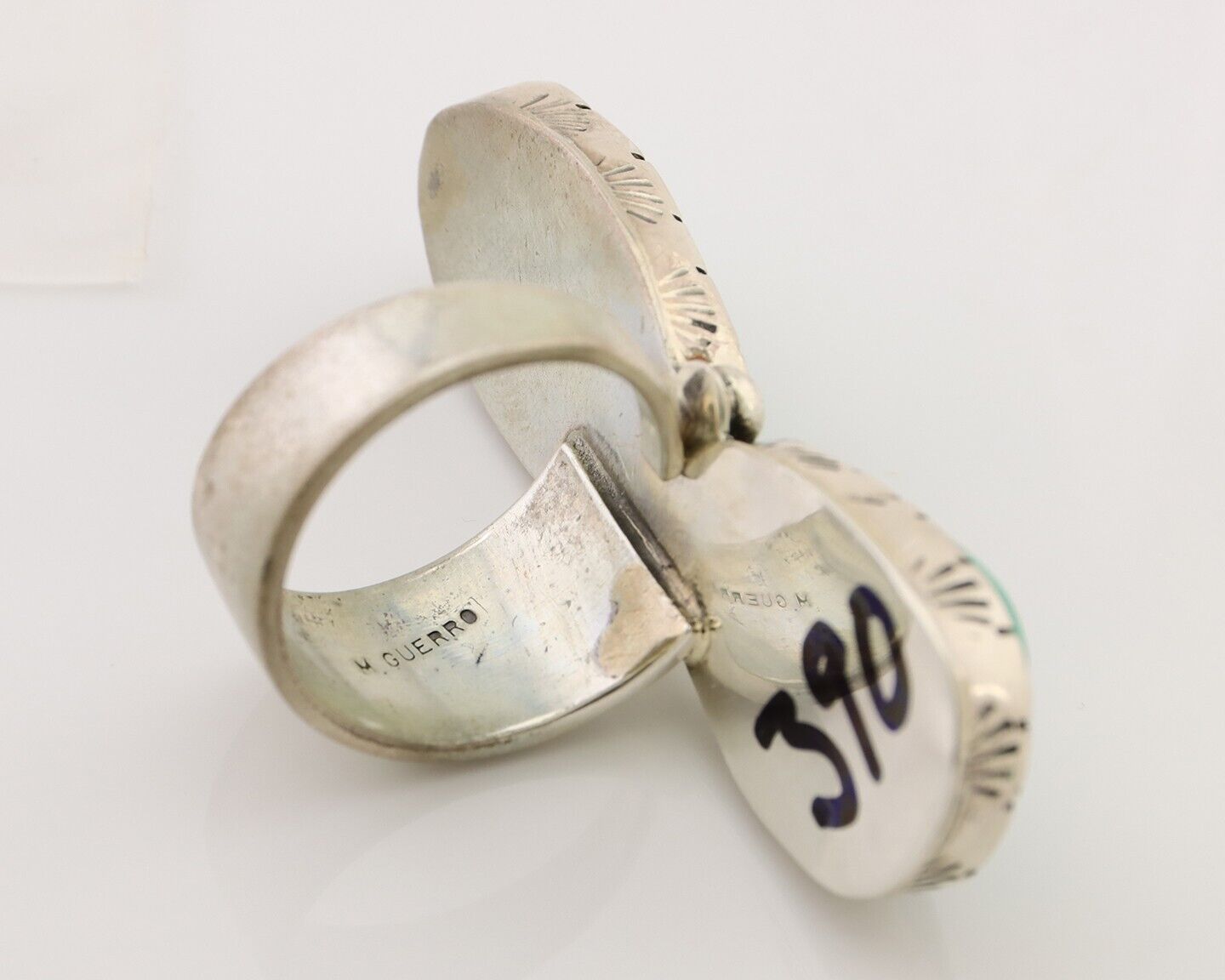 Navajo Handmade Ring 925 Silver Damele Tuquoise Artist Signed M Guerro C.80's