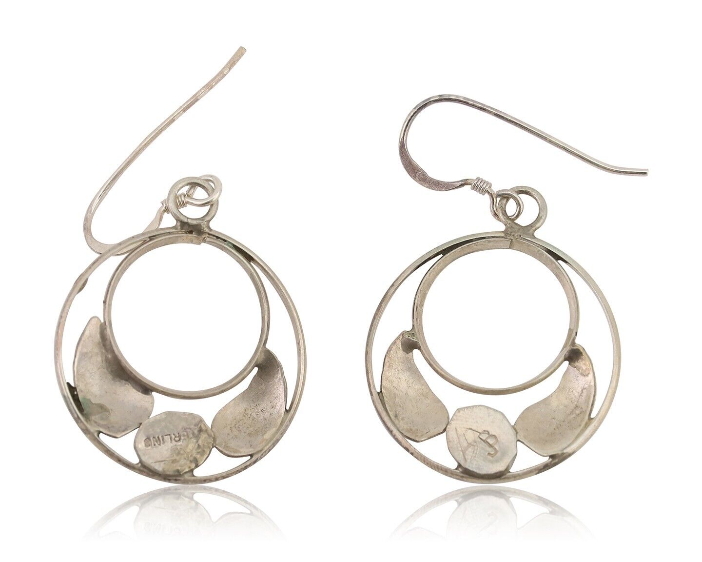 Navajo Handmade Dangle Earrings 925 Silver Blue Turquoise Native Artist C.80's