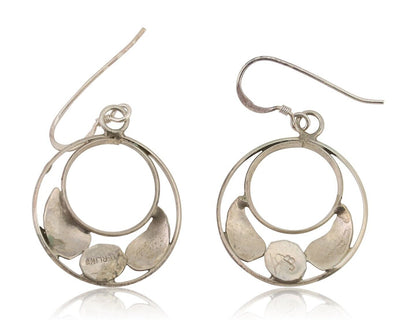 Navajo Handmade Dangle Earrings 925 Silver Blue Turquoise Native Artist C.80's