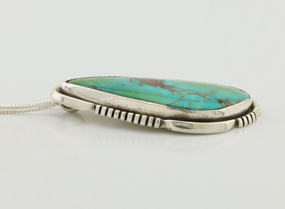 Navajo Pendant 925 Silver Kingman Turquoise Signed Doug Zachary C.90's