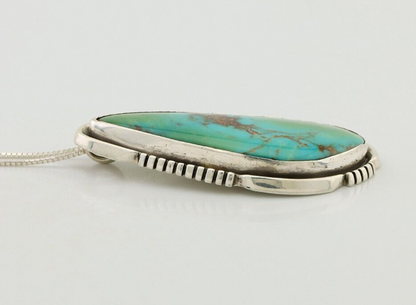 Navajo Pendant 925 Silver Kingman Turquoise Signed Doug Zachary C.90's