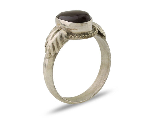 Navajo Handmade Ring 925 Silver Natural Fire Opal Native Artist Size 5.0 C.80's