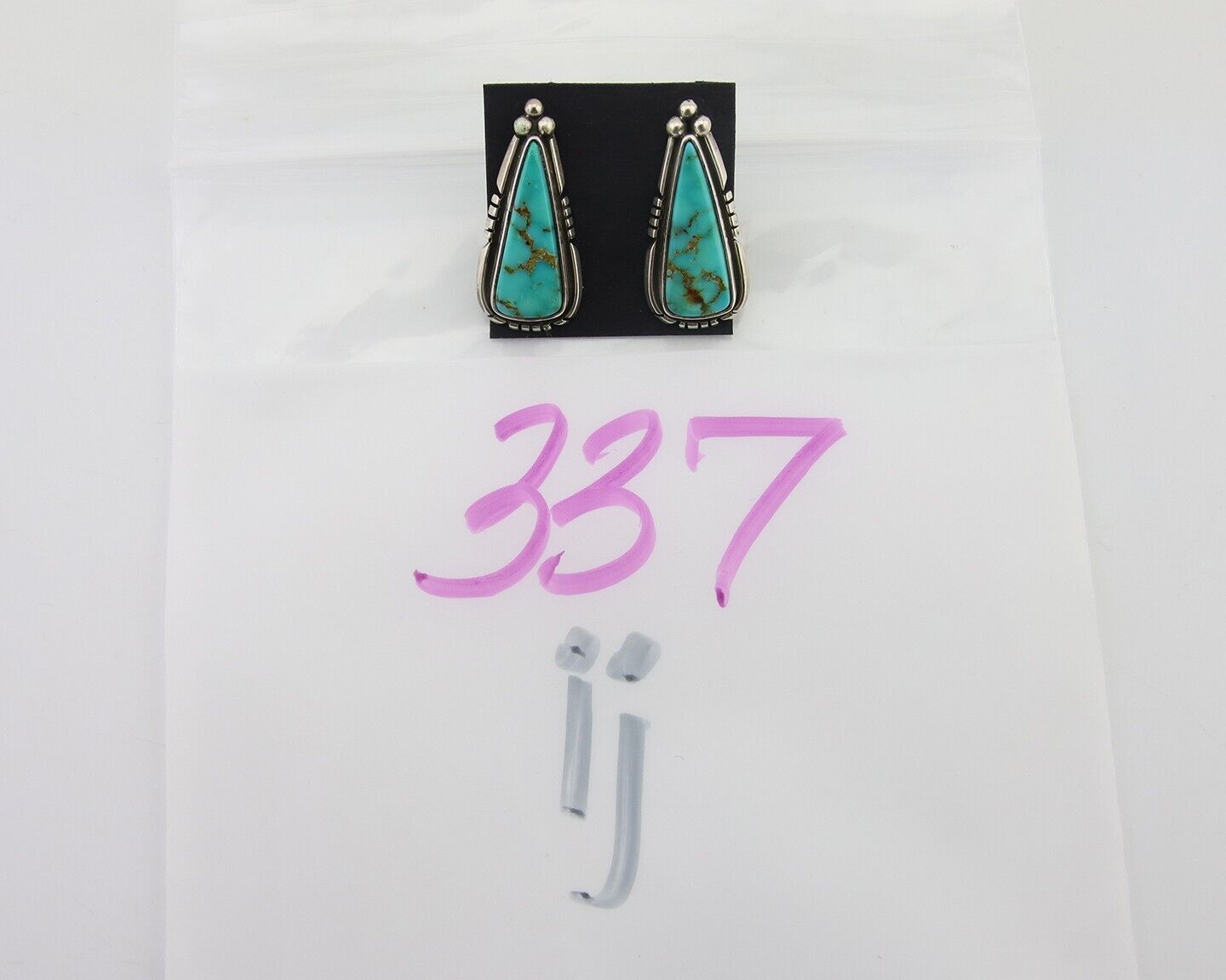 Navajo Dangle Earrings 925 Natural Turquoise Signed Wilson Padilla C.80's