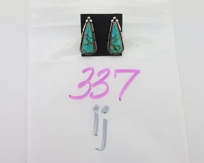 Navajo Dangle Earrings 925 Natural Turquoise Signed Wilson Padilla C.80's