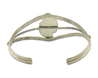 Navajo Bracelet 925 Silver Coral & Turquoise Cuff Signed Running Bear C.80's