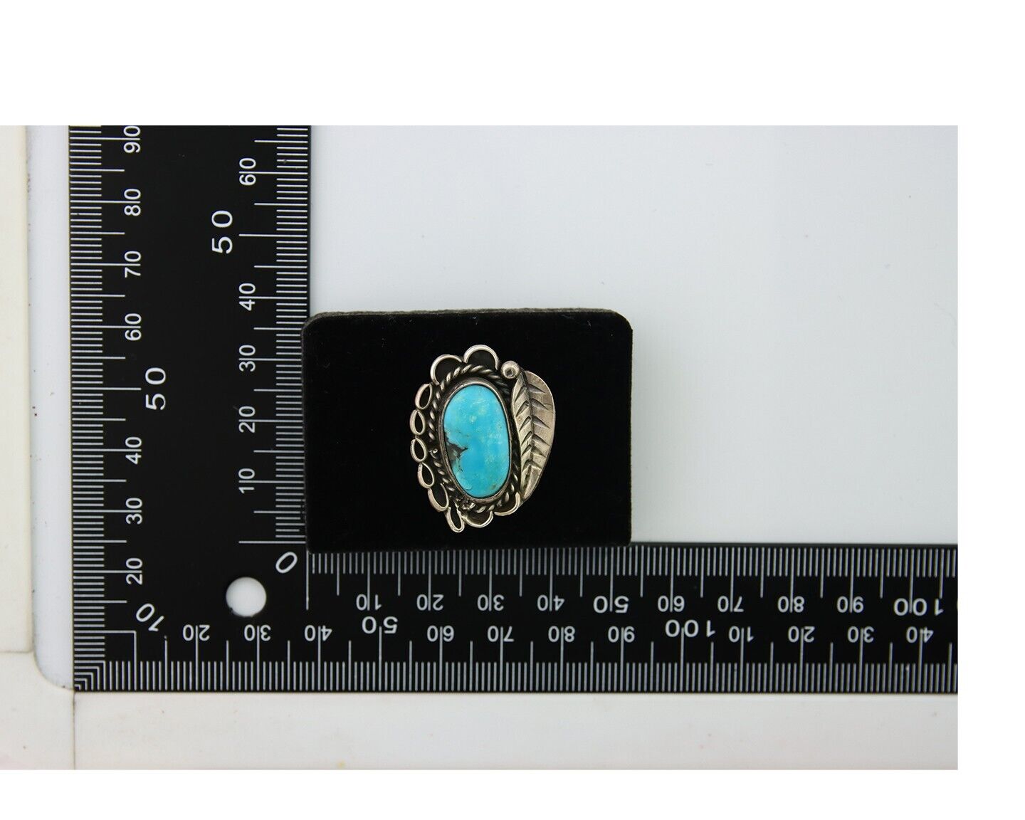 Navajo Ring .925 Sterling Blue Turquoise Artist Signed AP C.80's