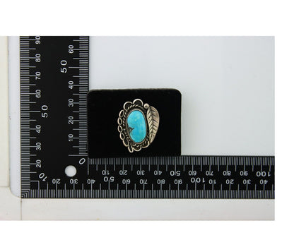 Navajo Ring .925 Sterling Blue Turquoise Artist Signed AP C.80's