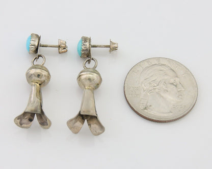 Navajo Dangle Squash Earrings 925 Silver Natural Turquoise Native Artist C.80's