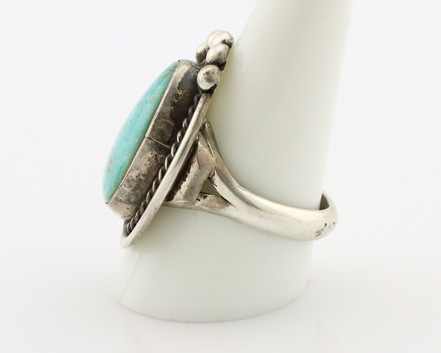 Navajo Ring 925 Silver Blue Turquoise Native American Signed C.80's