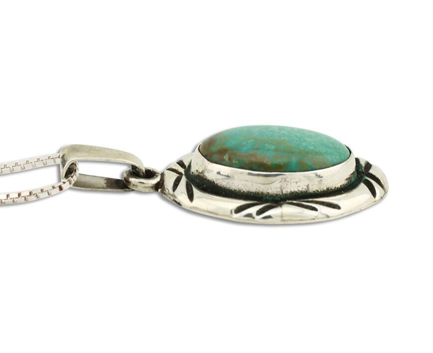 Navajo Necklace 925 Silver Kingman Turquoise Signed C Montoya C.80's