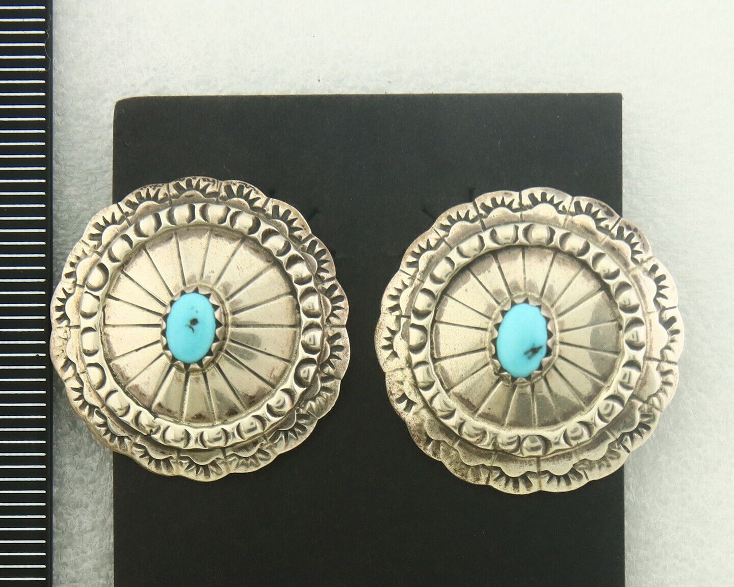 Navajo Earrings 925 Silver Natural Turquoise Native American Artist C.80's