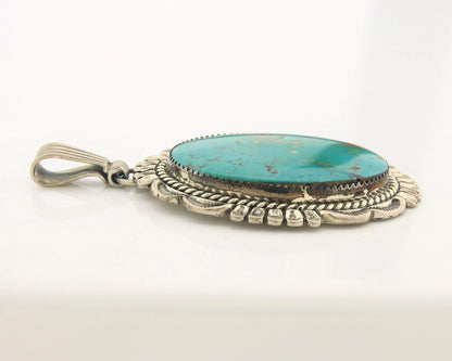 Navajo Pendant Sterling Silver Turquoise Vintage Signed W. Denetdale C.80's
