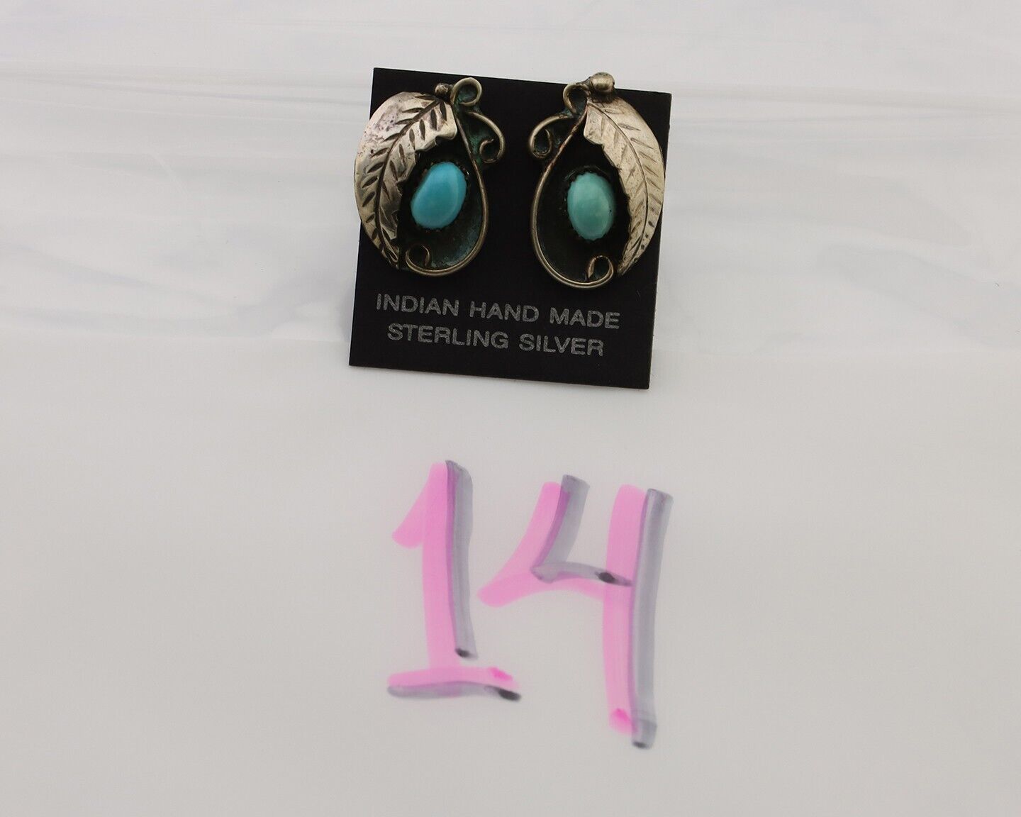 Navajo Earrings 925 Silver Natural Turquoise Native American Artist C.80's