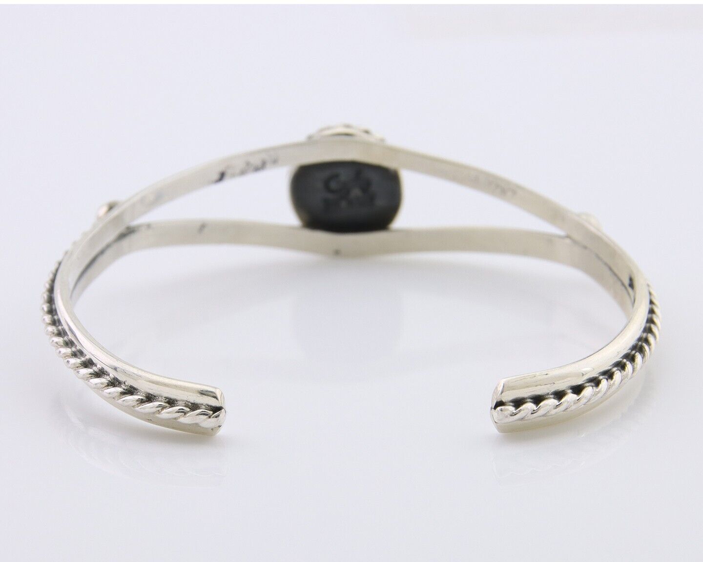 Navajo Bracelet 925 Silver Natural Turquoise Artist Signed Gecko C.80's