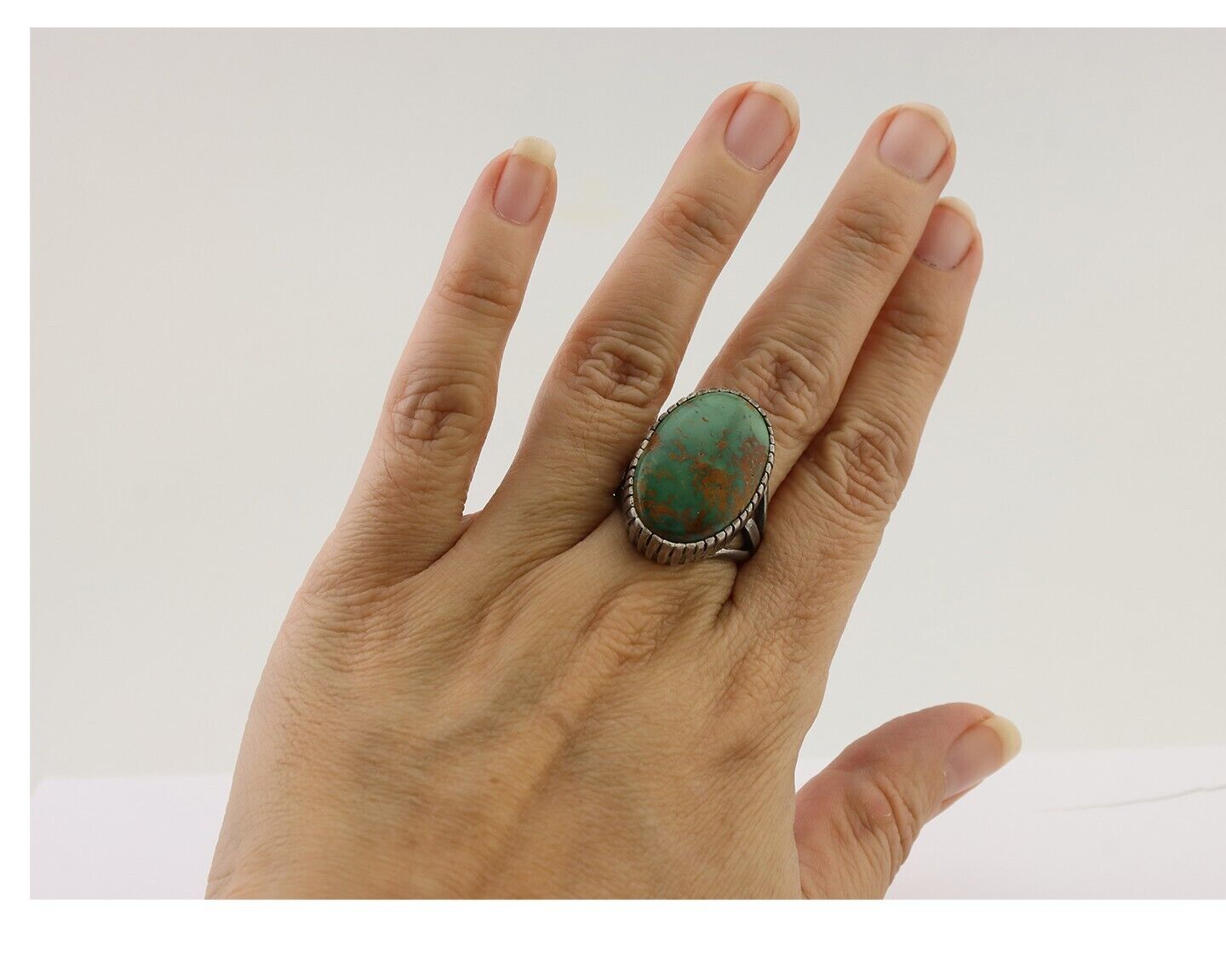 Navajo Handmade Ring 925 Silver Turquoise Signed Native American C.80's