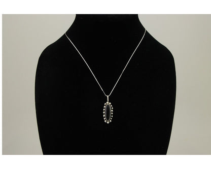 Navajo Necklace925 Silver Natural Onyx Native Artist Signed SC C.80's