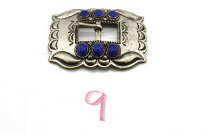 Navajo Belt Buckle .925 Silver Hand Stamped Artist Leonard Platero C.80's