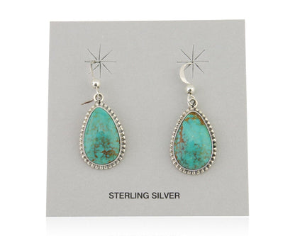 Navajo Dangle Earrings 925 Silver Natural Turquoise Artist Signed Montoya C.80's