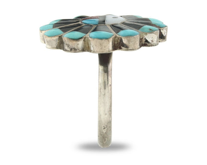 Vintage Zuni Ring 925 Sterling Silver Natural Gemstone Size 6.75