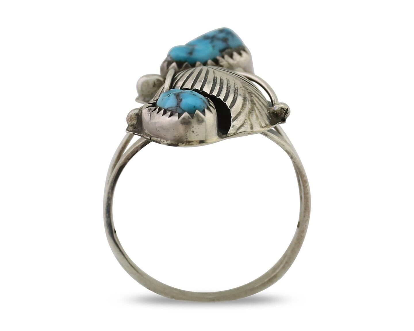 Navajo Handmade Ring 925 Silver Kingman Turquoise Native American Artist C.80's