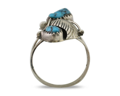 Navajo Handmade Ring 925 Silver Kingman Turquoise Native American Artist C.80's