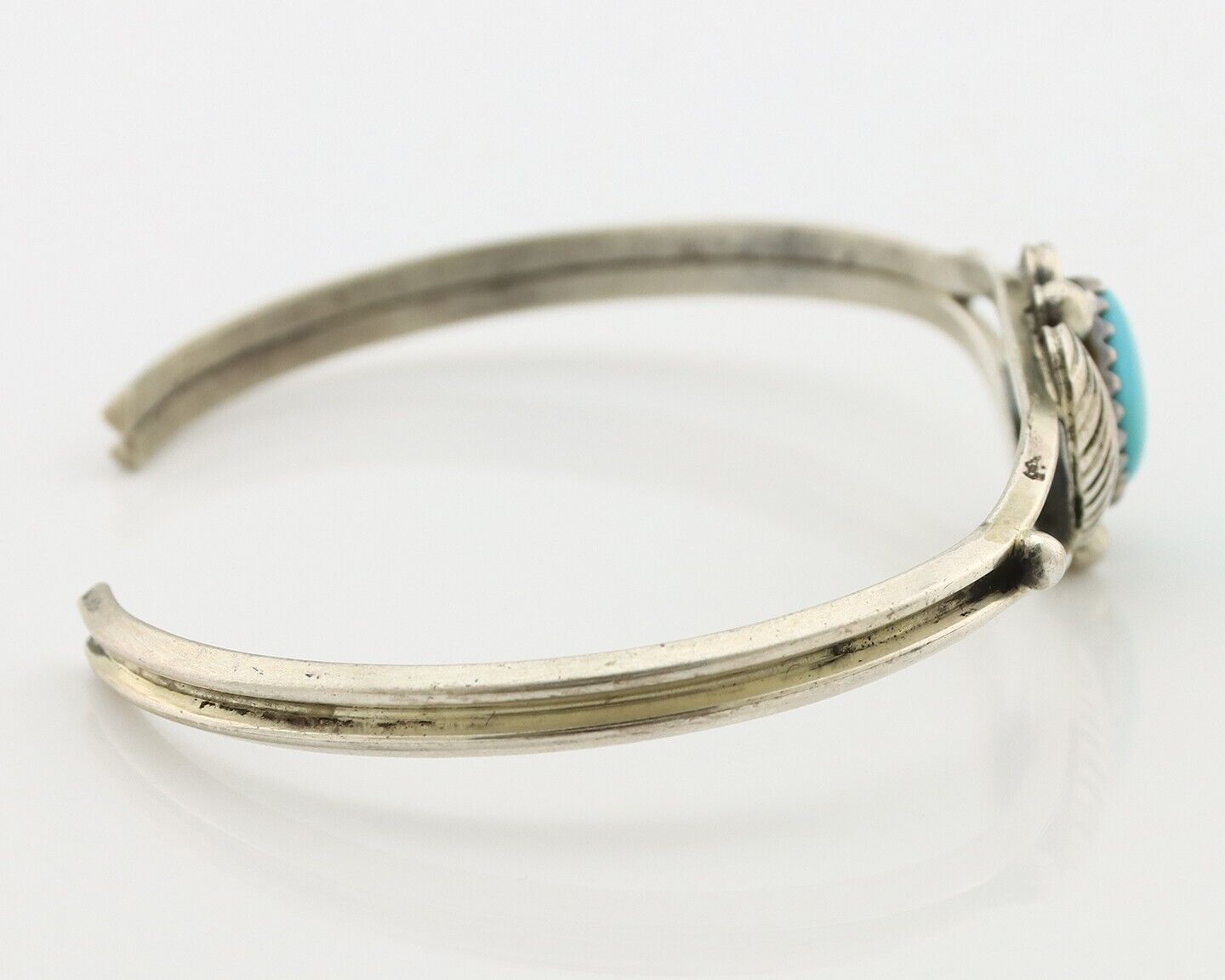 Navajo Handmade Bracelet 925 Silver Natural Blue Turquoise Native American C80s