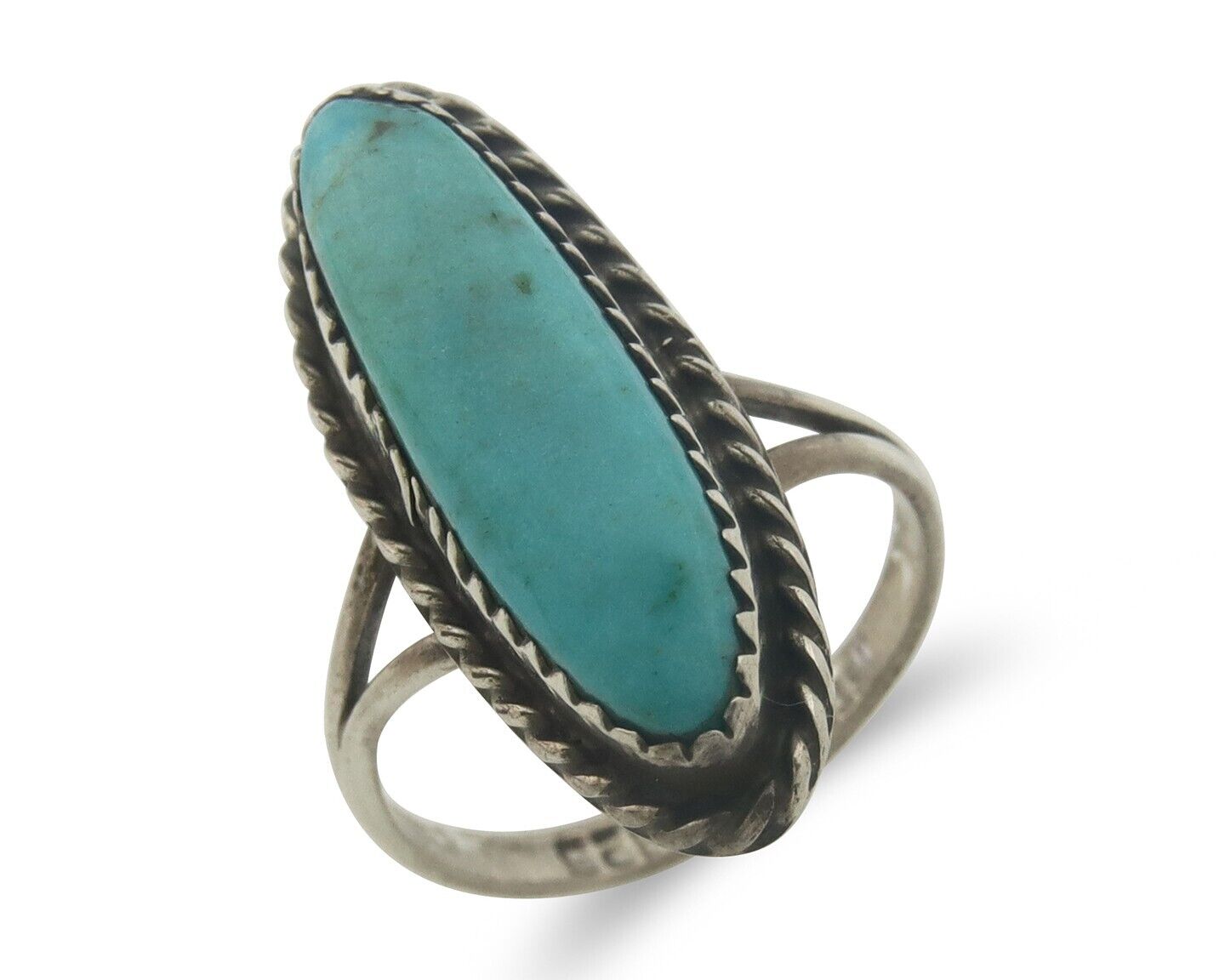 Navajo Ring 925 Sterling Natural Turquoise Native Artist C.80's Size 5.5
