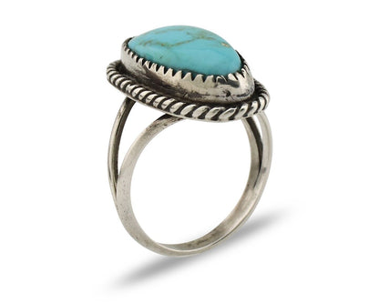 Navajo Ring 925 Silver Kingman Turquoise Native American Artist C.80's