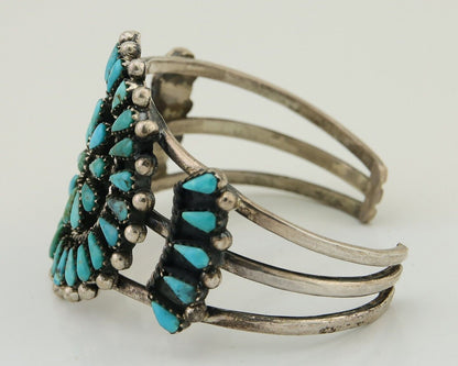 Navajo Bracelet 925 Silver Natural Blue Turquoise Native American Artist C.80's