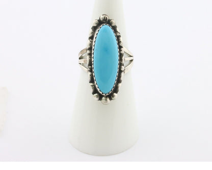Navajo Ring .925 Silver Sleeping Beauty Turquoise Signed SkyStone Creations C80s