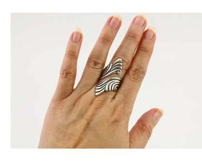 Navajo Adjustable Full Finger Ring 925 Silver Native American Size 5-9 C.80's