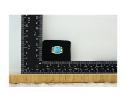 Men Vintage Nugget Ring 925 Sterling Turquoise Artist Signed SC Size 10.25