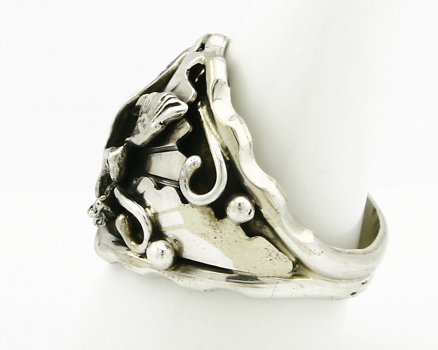 Navajo Eagle Ring .925 SOLID Silver & 12k GF Handmade Signed Artist S Circa 1980