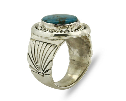 Navajo Ring .925 Silver Turquoise Handmade Signed Doug Zachary C.1980's