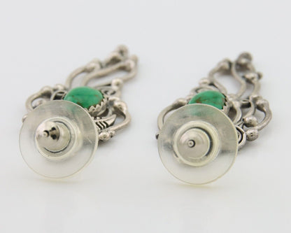 Navajo Shield Earrings 925 Silver Natural Turquoise Native American Artist C80s