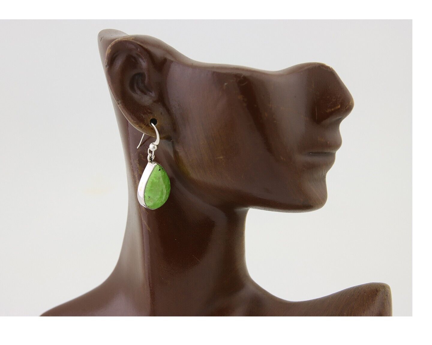 Navajo Dangle Earrings 925 Silver Natural Gaspeite Native Artist C.80's