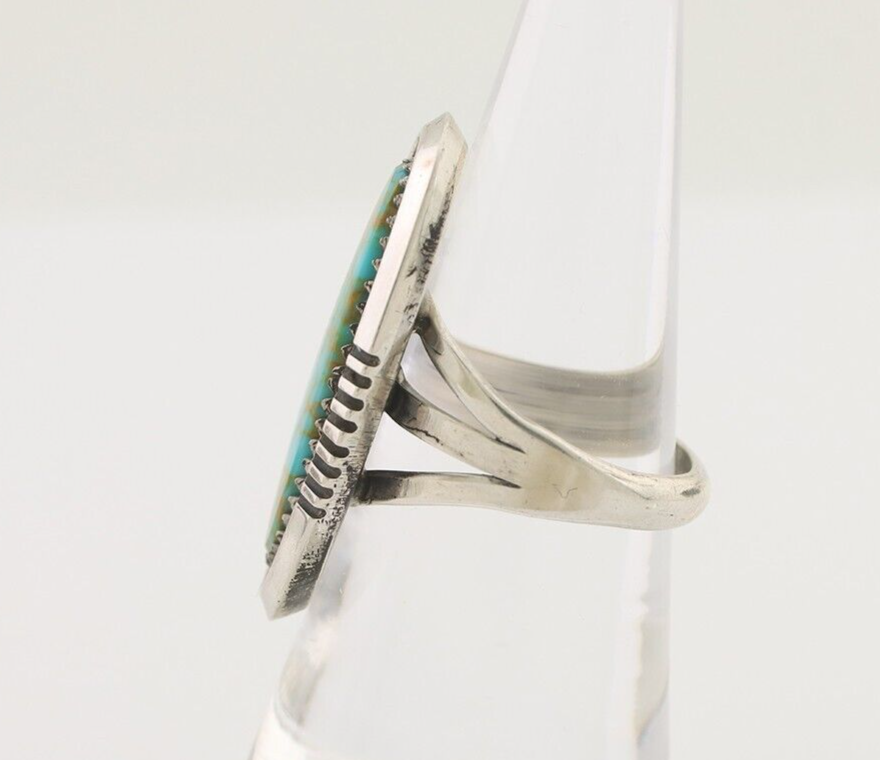 Navajo Ring 925 Silver Blue Gem Turquoise Native American Artist C.80's