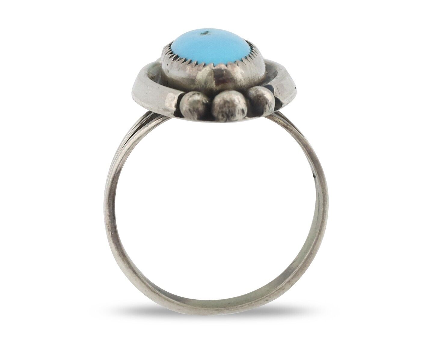 Navajo Ring .925 Silver Sleeping Beauty Turquoise Signed SkyStone Creations C80s