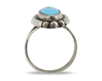 Navajo Ring .925 Silver Sleeping Beauty Turquoise Signed SkyStone Creations C80s