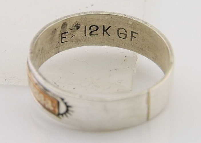 Navajo Handmade Ring 925 Silver & Gold Artist Signed E C.80's