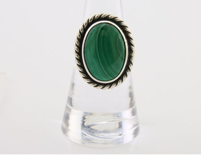 Navajo Ring 925 Silver Natural Malachite Native American Artist C.80's