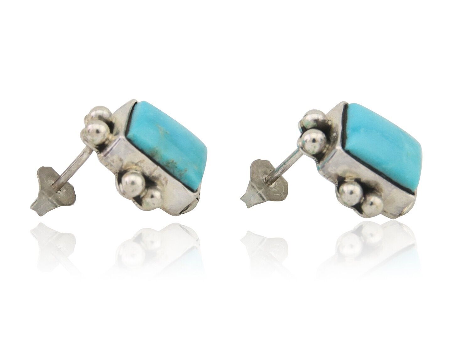 Navajo Dangle Earrings 925 Natural Turquoise Signed Wilson Padilla C.80's