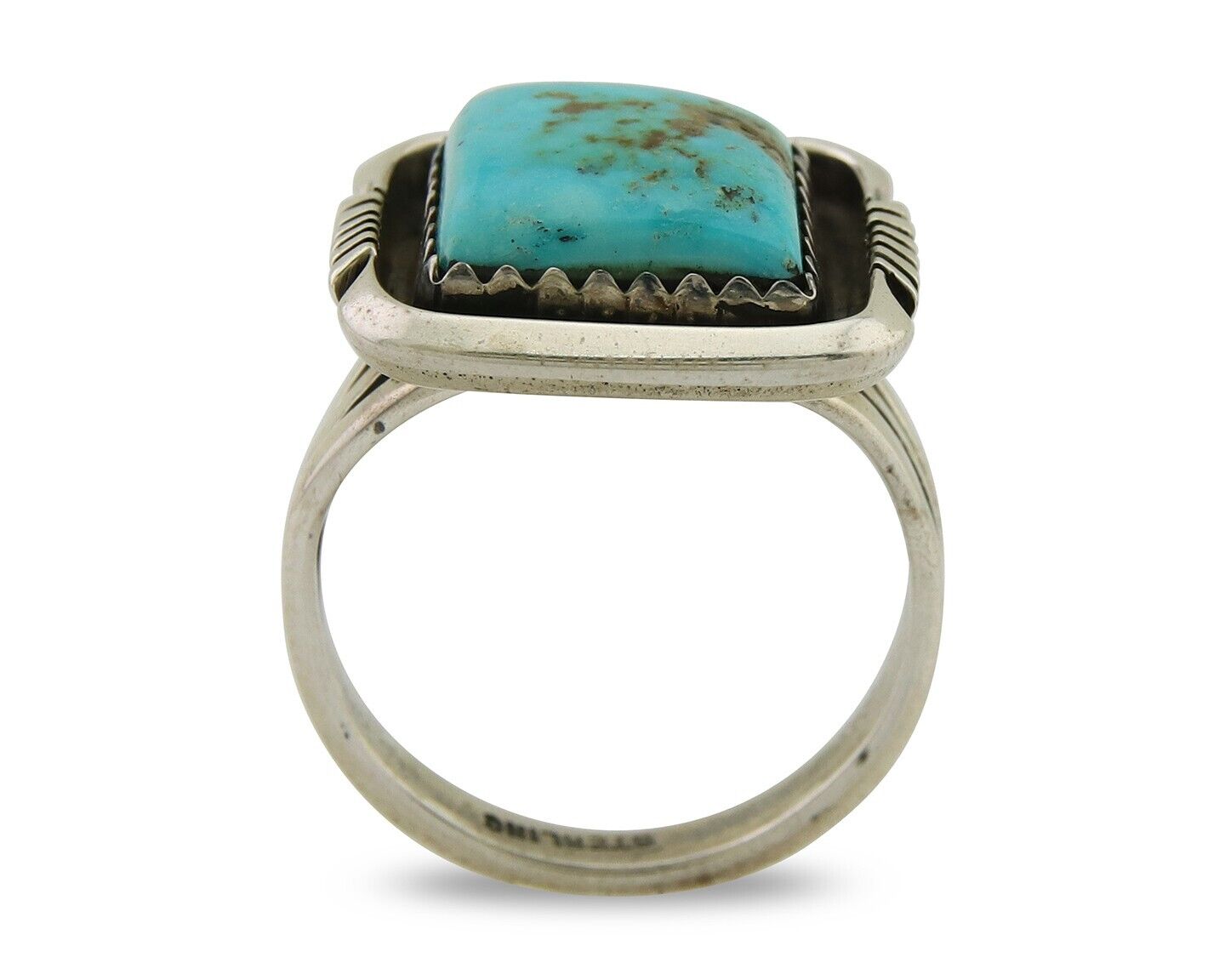 Navajo Ring 925 Sterling Silver Turquoise Native American Artist C.80's