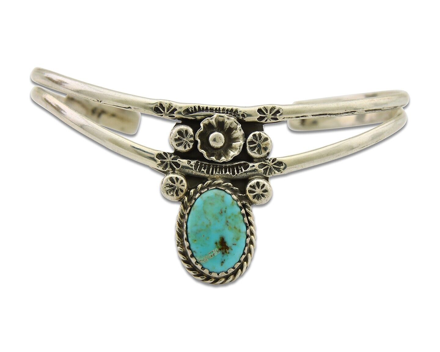 Navajo Cuff Bracelet 925 Silver Turquoise Cuff Native American Artist C.80's