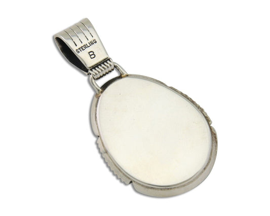 Navajo Pendant 925 Silver Natural Turquoise Artist Signed Lidia Begay C.80's