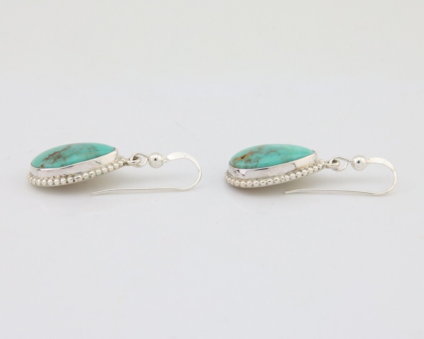 Navajo Dangle Earrings 925 Silver Natural Turquoise Artist Signed Montoya C.80's