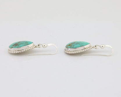 Navajo Dangle Earrings 925 Silver Natural Turquoise Artist Signed Montoya C.80's