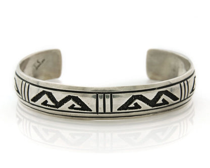 Navajo Cuff Bracelet 925 Sterling Silver Vintage Hand Stamped Signed T Singer