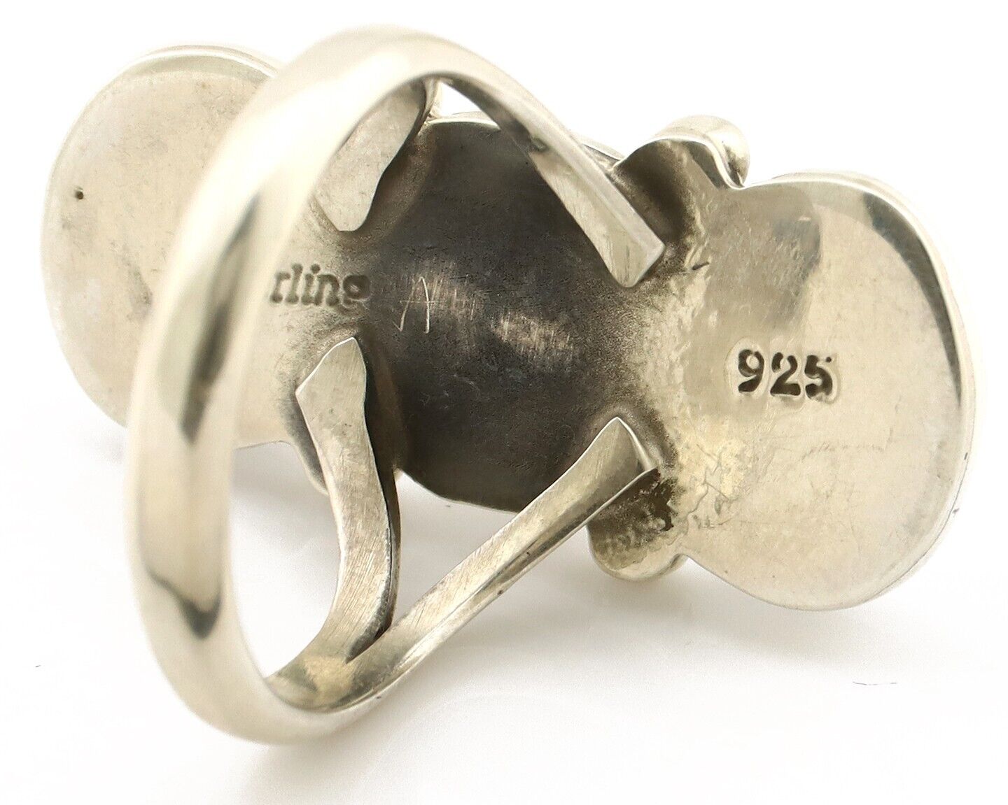 Navajo Ring 925 Silver Sleeping B Turquoise & Coral Native American Artist C.80s