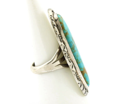 Navajo Ring 925 Silver Natural Mined Turquoise Artist Signed Mike Begay C.80's